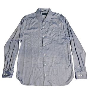 Fairline Men's Button Down Shirt Long Sleeve‎ Blue Geometric Size Large